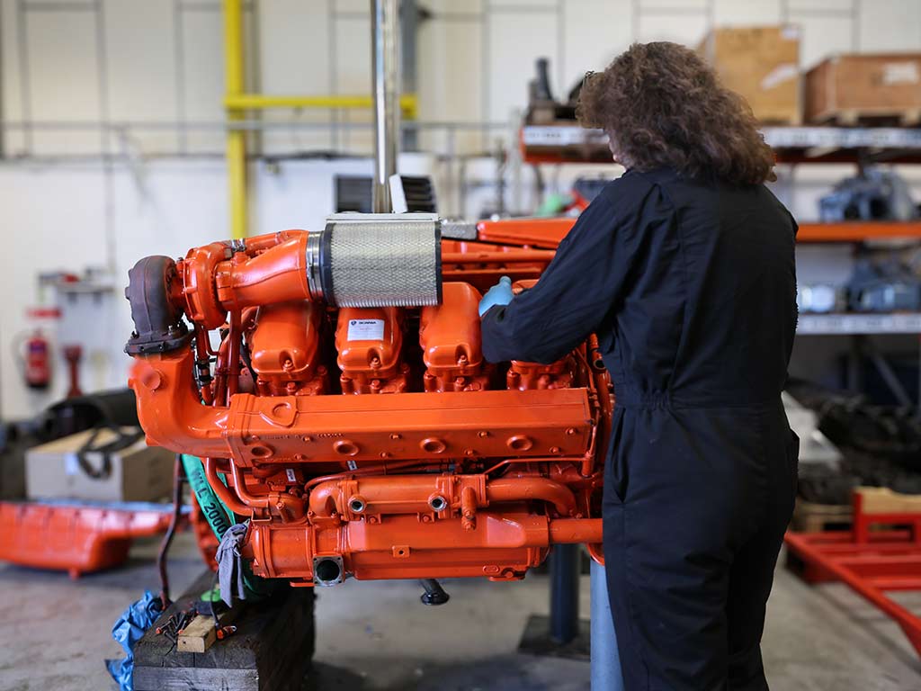 working on engine